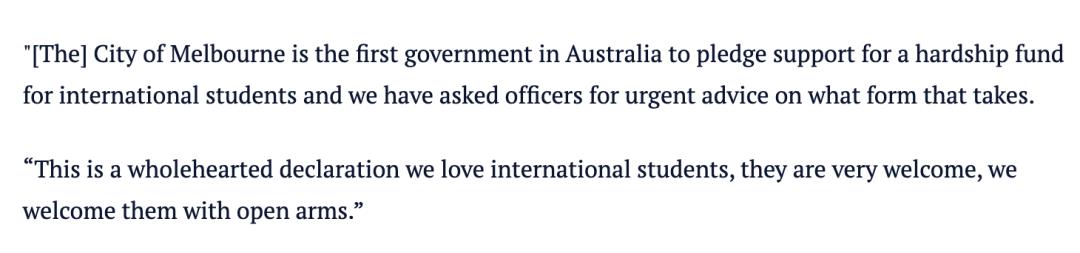 澳洲在行动，墨尔本市政府将对留学生提供财政支持！