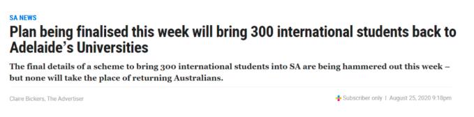 南澳试点首批留学生返澳计划将于本周落实