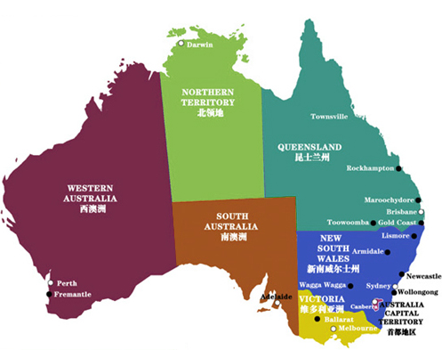 澳洲地图 澳洲大学排名 澳洲大学分布图