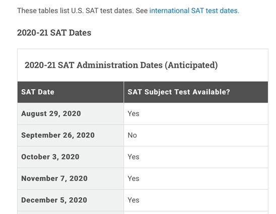 下半年SAT考试时间确定，九月新增专场！